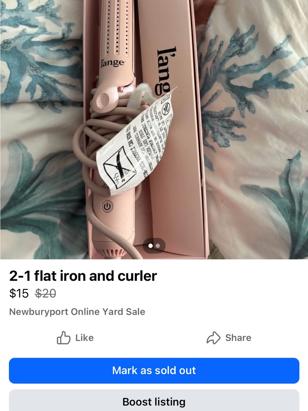 l’ange 2-in-1 Flat Iron and Curling Wand — Blush Pink